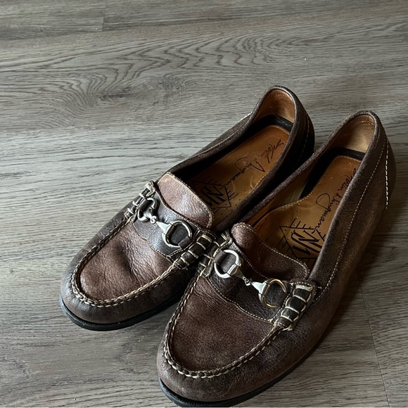 Martin Dingman Brown Slip On Loafers Metal Bit Embellished Men’s Size 10 - Picture 5 of 8